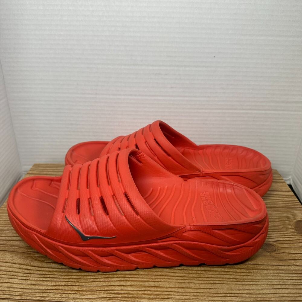 Hoka One One Ora Recovery Orange Slides Sandals Mens Size 10 Shoes